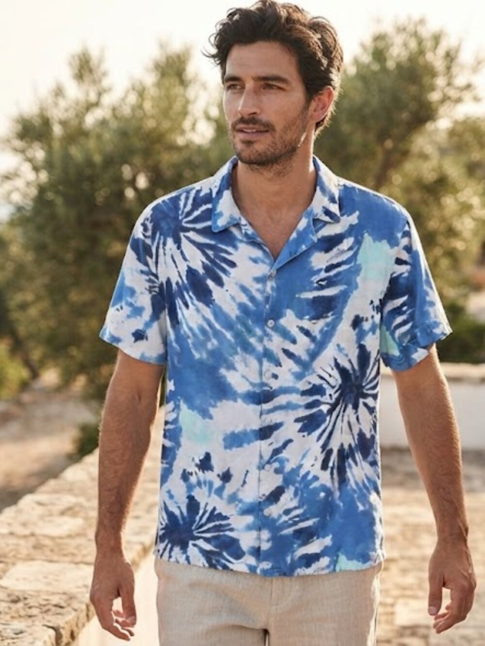 Tie-Dye Hawaiian Short Sleeve Button-Down